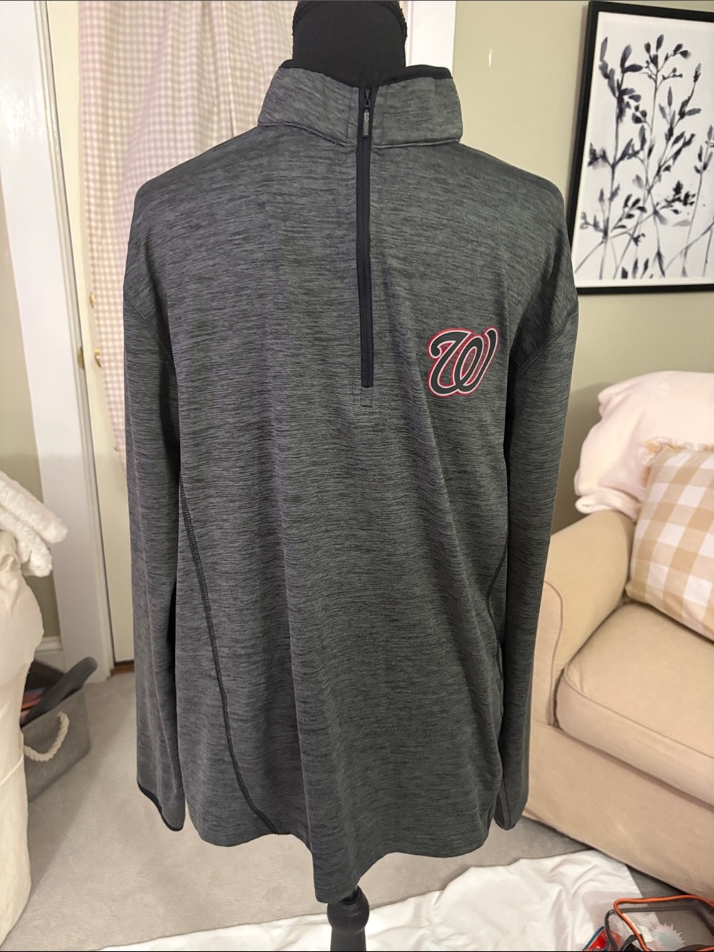 Under Armour Men's Gray Quarter-Zip Pullover with Red Logo